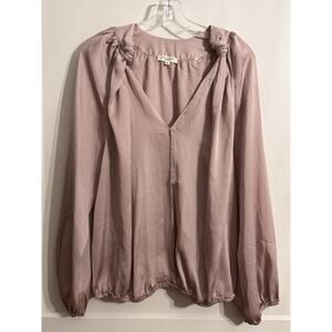 Max Studio Women Blouse Top Shirt Sz XL Pink Shimmer Old Money Office Academia